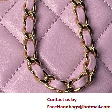 Chanel Lambskin  &  Gold-Tone Metal Clutch with Chain Bag AP4000 Lavender 2025